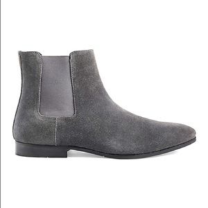 Express Gray Genuine Suede Chelsea Boots